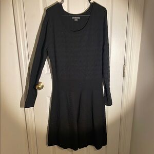 Covington Black Long Sleeve Scoop Neck A-Line Dress